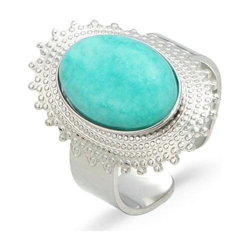 Natural Stone Rings Bohemia Oval Turquoises Finger Ring For Women Party Wedding Anniversary Fashion Jewelry Accessories Gifts