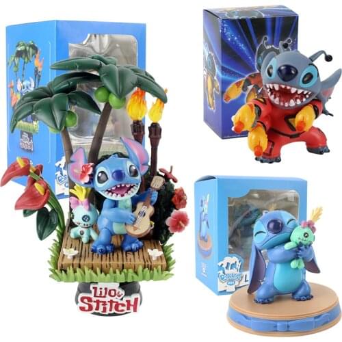 11-15cm Lilo & Stitch Scrump Figure Dolls Lilo and Stitch Holiday Time D-Select 004 PVC Cartoon Decoration Model Toys