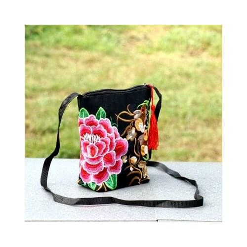 Multi national embroidery women mini shopping handbags!Nice floral prints lady casual shoulder bag All-match canvas zipper bags