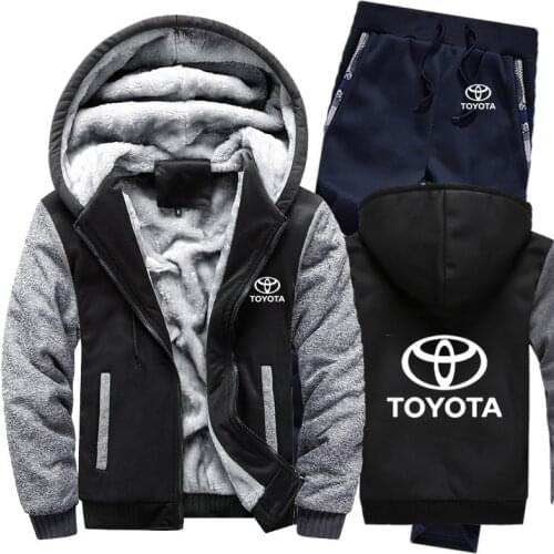 2021 Hoodies Men Toyota Car Logo Mens Hoodies Suit Winter Thicken Warm Fleece cotton Zipper Tracksuit Mens Jacket+Pants Sets