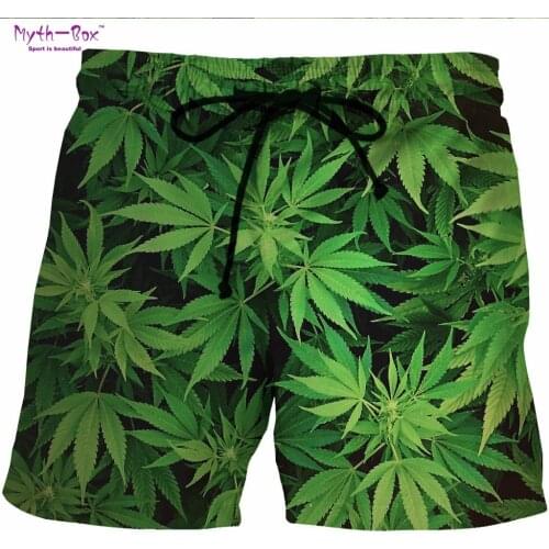 Summer Mens Beach Shorts Water Sports Loose Running Pant Gym Leaves 3D Print Surfing Shorts Oversized Male Swim Surf Boardshort