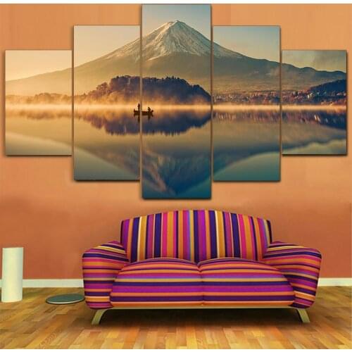 Wall Picture home decor lake view mountain Canvas painting Wall art print 5 panel scenery painting Pictures print