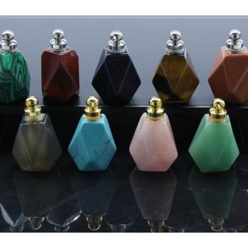 Natural Gems Stone Essential Oil Diffuser Perfume Bottle Pendant Necklace Reiki Healing Quartz Crystal Jewelry Dropshipping