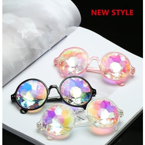 NEW 1PC Round Kaleidoscope Glasses Women rave festival Sunglasses Men Holographic Glasses Colorful Celebrity Party Eyewear