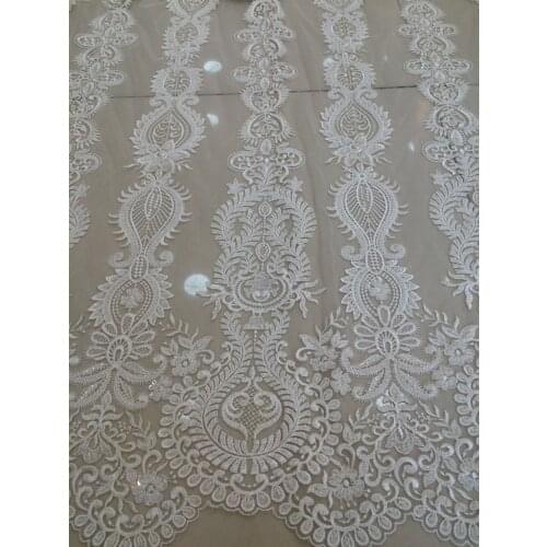 New design beaded tulle lace fabric J-112931 latest embroidered mesh tulle fabric wtih beads for wedding dress