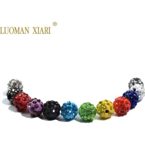 Wholesale 10 Pcs 8/10 mm Clay Ball Spacers Shambhala Rhinestone For Jewelry Making Beads DIY Necklace Bracelets Material