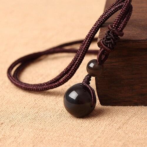 Natural Rainbow Eye Obsidian Beaded Pendant Necklaces Manual Rope Women Men Obsidian Necklace Fashion Jewelry For Gift Dropship