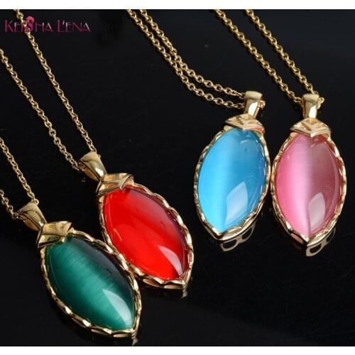 Artificial opal gem Necklaces & Pendants For Women Vintage Charm Gold Choker Necklace 2020 stainless steel necklace Jewelry