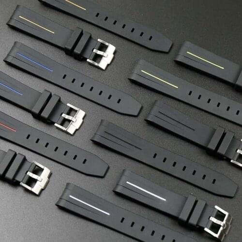Pin buckle 20mm21mm rubber strap mens watch accessories for Rolex water ghost GMT sports waterproof silicone strap female band