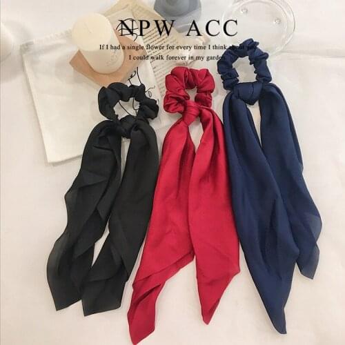 Free shippping Fashion women lovely Solid color ribbon hair scrunchies cute gum elegant Hair Tie Accessories Ponytail Holder