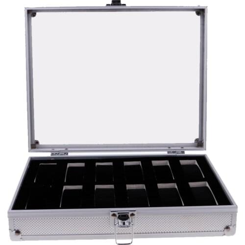 Luxury Watch Box Watch Case Aluminum Glass Top Wristwatch Case Organizer Display Jewelry Store Briefcase