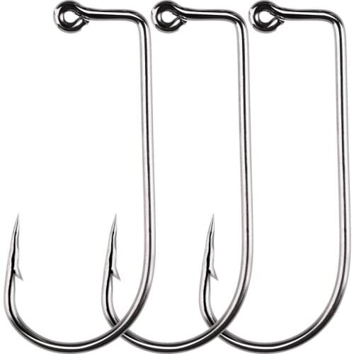 100pcs/lot 9147 Fishing Hooks High Carbon Steel Fishhook Black 90 Degree Offset Jig Circle Fishing Hook Size 6#-5/0# Swivel
