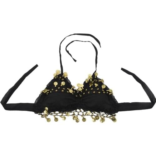 Sexy lace pleated chiffon coin Belly Dance Bra Top Costume