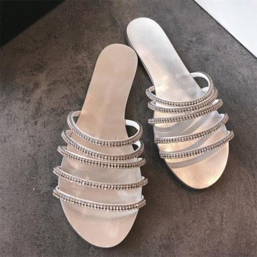 2019 Summer Women Bling Solid Casual Cozy Ladies Flat Slippers Outdoor Hot Round Toe Flip Flop Women Shoes Slides