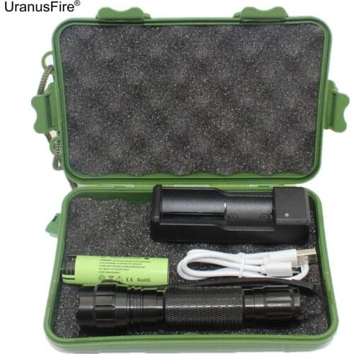 Tactical flashlight white light 1200 lumen XM-L T6/L2 LED Portable torch fishing hunting lighting + 18650 battery + Charger