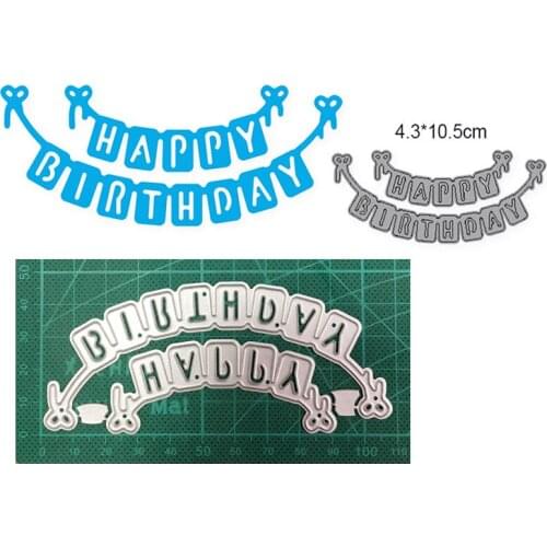Happy Birthday Banner New 2021 Metal Cutting Dies For DIY Scrapbooking And Card Making Decorative Embossing Die Cut Craft Dies