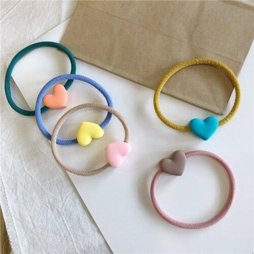 1PC Fashion Frosted Love Girls Beaded Rope Hair Accessories Cute Cream Color Baby Small Hair Circle