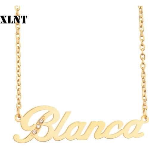 XLNT Blanca Name Necklace e Women Personalize Letter Necklace Gold Chain Initial Name Pendant Necklace Customized Jewelry Gift