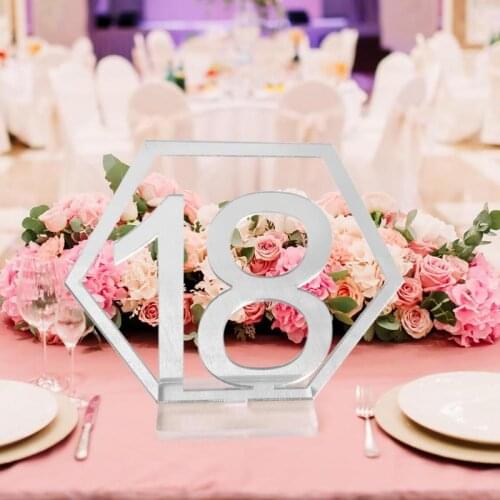 Mirror Wedding Seat Card Hexagon Table Number Signs for Birthday Wedding Decoration Acrylic Table Numbers