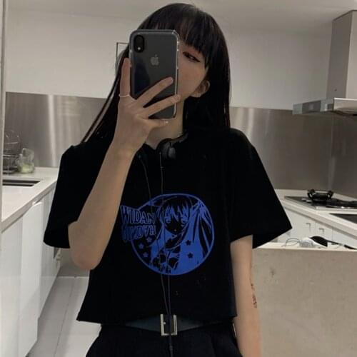 2020 new Sexy Womens T Shirt Harajuku Long Sleeve Crop Top Streetwear Basic Tshirt Women Tees Shirts gothic anime Top y2k Kawaii