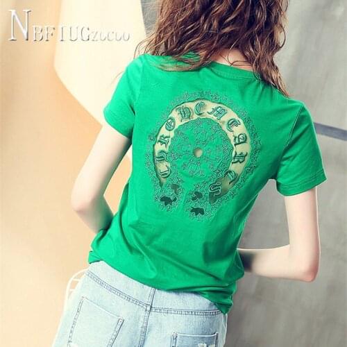 2020 Back Hollow Design Women T Shirt Loose Fashion Summer Short Sleeve Female Tee Shirts