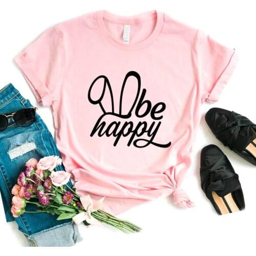 Be Happy bunny love Print Women tshirt Cotton Casual Funny t shirt Gift Lady Yong Girl Top Tee R609