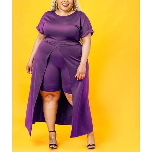 2021 Summer New Dress Sets Plus Size Solid Asymmetric Dresses & Shorts Fashion Elegant Large Vestidos Mujer Clothing Wholesale