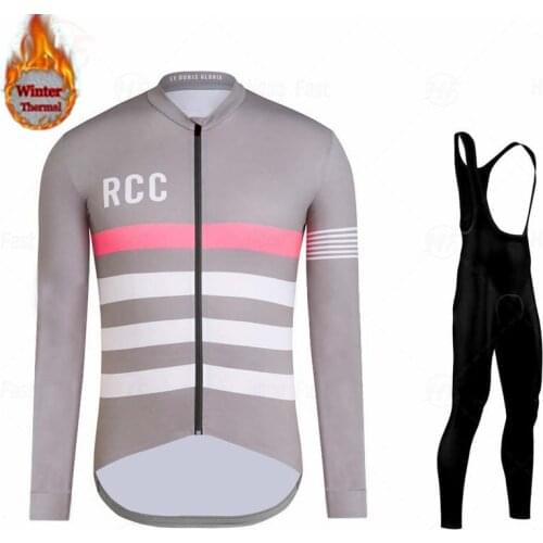 New 2021 Rcc Team Winter Thermal Fleece Cycling Clothes Mens Jersey Suit Sport Riding Bike MTB Clothing Bib Pants Warm Sets