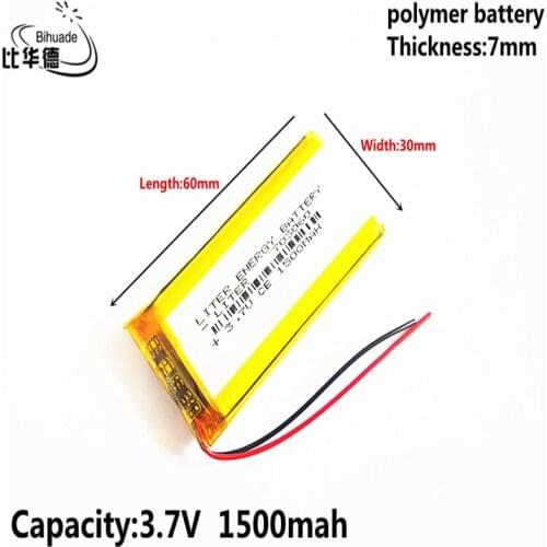 10pcs The high quality 3.7V 1500MAH 703060 Lithium Polymer LiPo Rechargeable Battery For Mp3 headphone PAD DVD bluetooth camera