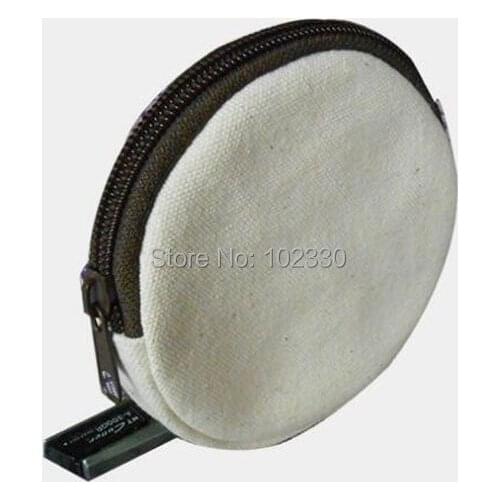 100pcs 10cm Pure White Cotton Canvas Zero Wallet DIY Women Girl Blank Plain Zipper Circle Earphone Coin Bag Money Purse