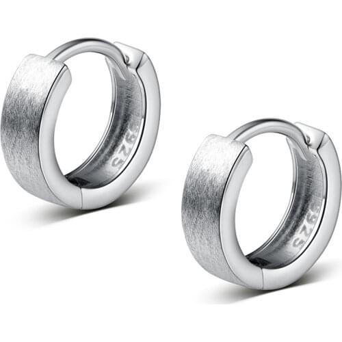 12mm Small earrings Band Brushed Hoop Huggie earrings 100% Real. Sterling Silver 925 Fine Jewelry gtle1745