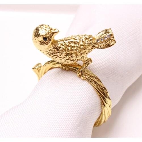 12Pcs/Lot European Metal Golden Bird Dinner Napkin Buckle Hotel Napkin Rings Restaurant Towel Holder Wedding Party Decoration