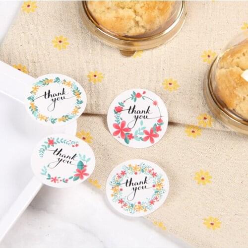 120pcs/lot Round Colored Garland Thank you Seal Sticker Kraft Paper Sticker packaging label Supplies