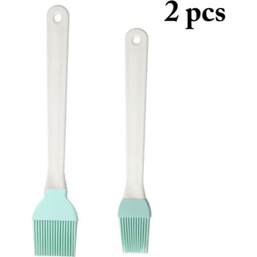 2 Pcs/Set Cake Baking Barbecue Brush Heat-Resistant Grilling Oil Brushes Cream Cooking Silicone Brush Kitchen BBQ Tools Sets