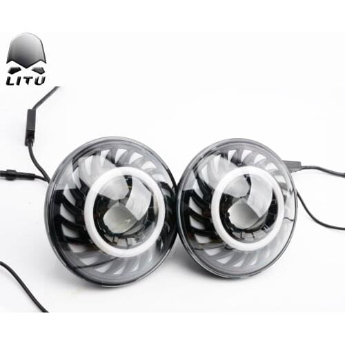 2020 LITU Round Angle Eyes LED Headlights Color Changing 7 inch LED Head Lamps with High Low Beam for Offroad