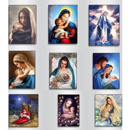 5D Diamond Painting Virgin Mary Child Christian Religion Jesus Diamond Gift Embroidery Maternal Love Child Religious Rhinestone