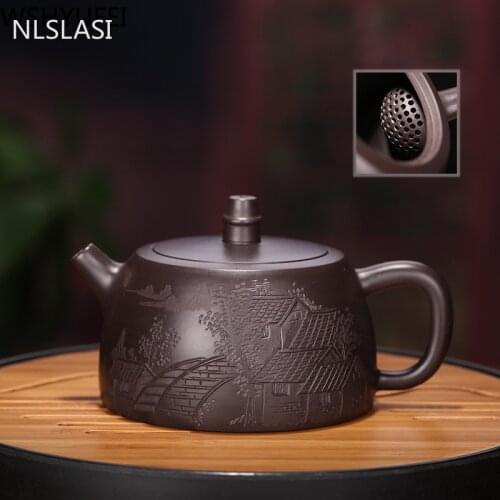 Authentic Yixing Tea Pot Ball hole filtration Purple Clay Teapot Raw ore Beauty Kettle Chinese Tea Ceremony Customized 200ml