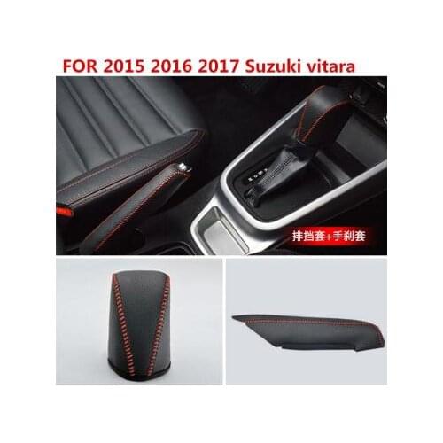 Genuine Leather Gear Shift Cover EN Gear Head Cover Shift Knob FOR 2015 2016 2017 Suzuki vitara Car styling
