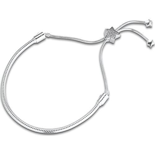 CKK Bracelet Pave Star Slider Bracelet for Women Pulseira Feminina Masculina Pulseras Mujer Silver 925 Sterling jewelry