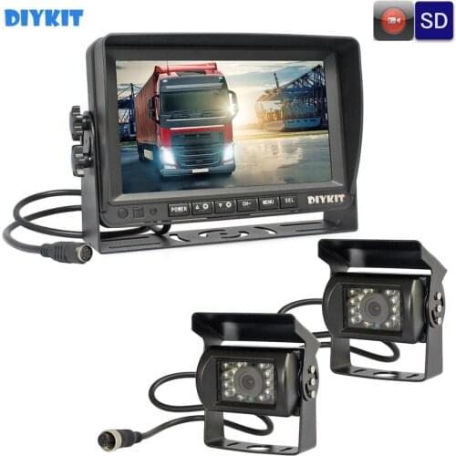 DIYKIT AHD 7inch TFT LCD Car Monitor Rear View Monitor Waterproof IR 1300000 Pixels AHD Camera With Video Recording 1V2