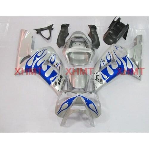 For Zx6r 2003 - 2004 Fairings Zx6r 2004 Abs Fairing 636 Zx-6r 04 Silver Blue Frame Fairings