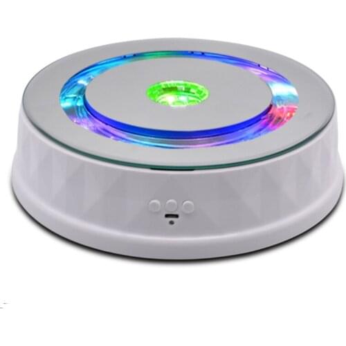Electric Turntable Display Stand Colorful Light 360° Rotating Table Watch Bracelet Jewelry Holder for Photography Props
