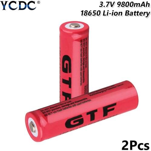 1/2/4/6/8x GTF 18650 3.7V 9800mAh Headlamp Flashlight Torch Li-ion Battery Lithium 18650 Cells Rechargable Long Life Circles
