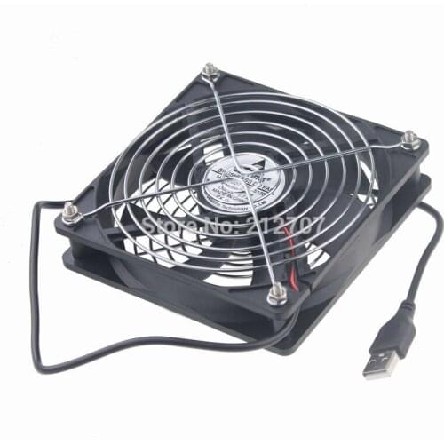 Gdstime 1 Piece TV box Wireless router Cooling Fan DC 5V USB 120mm Computer Case System Cooling Fan with Protective net 12cm