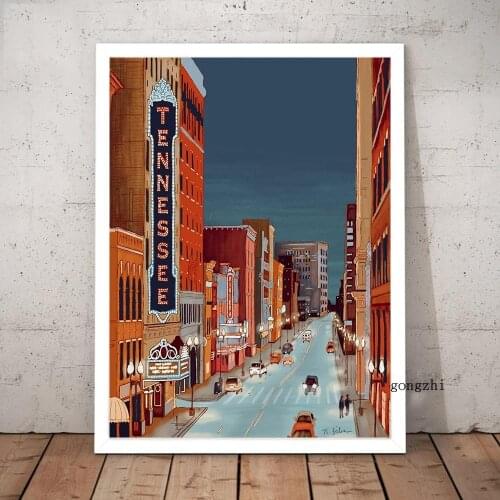 City Street Abstract Landscape Poster Building Canvas Painting and Prints Kitchen Wall Art Pictures for Living Room Decoration