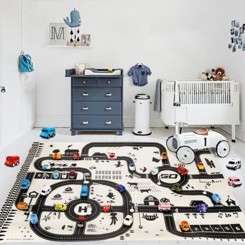 Taffic Highway Map Play Mat Educational Toys North European Style Kids Car City Scene For Children Gym Games Road Carpet