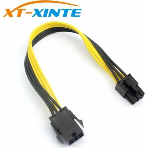 Graphics 6P to 6P Power Supply Adapter Extension Cable 6Pin PCIE Extender Cable Male to Male Wire Line Cord 20CM for Computer