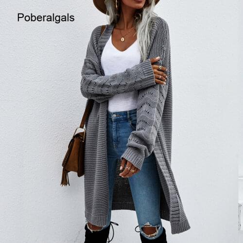 Womens commute green cardigans New Autumn Winter Casual Long Knitted Cardigan women sweater Jacket V-Neck Full Cardigans 2021
