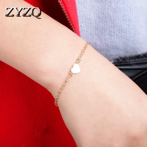 ZYZQ Classic Simple Chain Bracelets With Lovely Heart Shaped Design Minimalist Prefer Daily Wear Accessories Wholesale Lots&Bulk