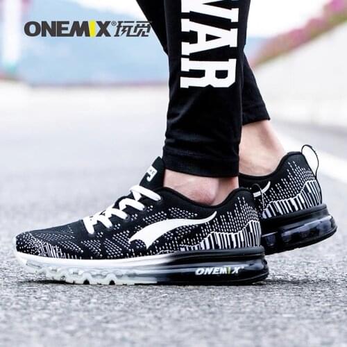 ONEMIX New Running Shoes Breathable Knit Mesh Air Cushion Unisex Trainer Sports Shoes Walking Jogging Fitness Training Sneakers
